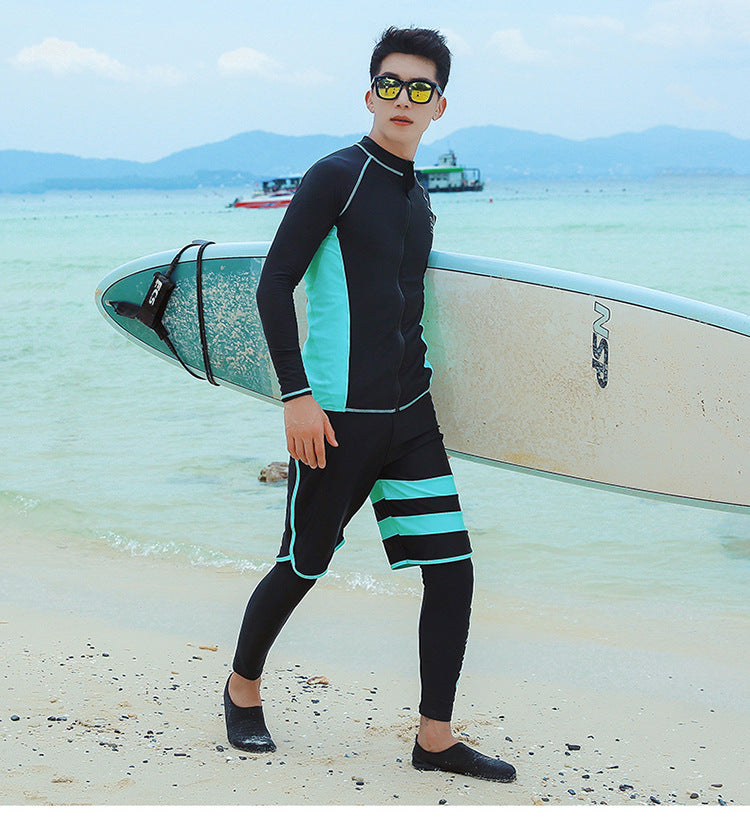 Men and Women's Full Body Zip Shirt and Leggings Set, Rashguard with Bikini, Surf Snorkeling Sun Suit, 3 PCs per Set