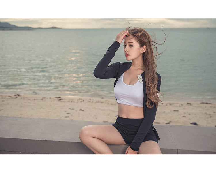 Womens Men Long Sleeve Rash Guard Swimsuit Sun Protection Sport Wetsuit 2-3 Pieces Swimsuit Set Water Sports Beachwear Tracksuit