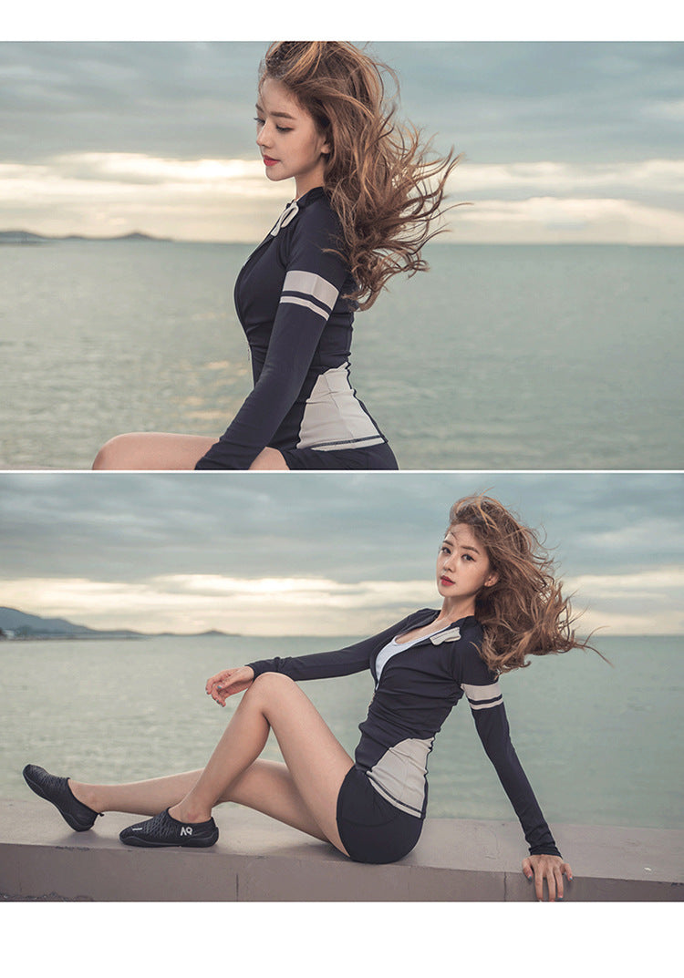 Womens Men Long Sleeve Rash Guard Swimsuit Sun Protection Sport Wetsuit 2-3 Pieces Swimsuit Set Water Sports Beachwear Tracksuit