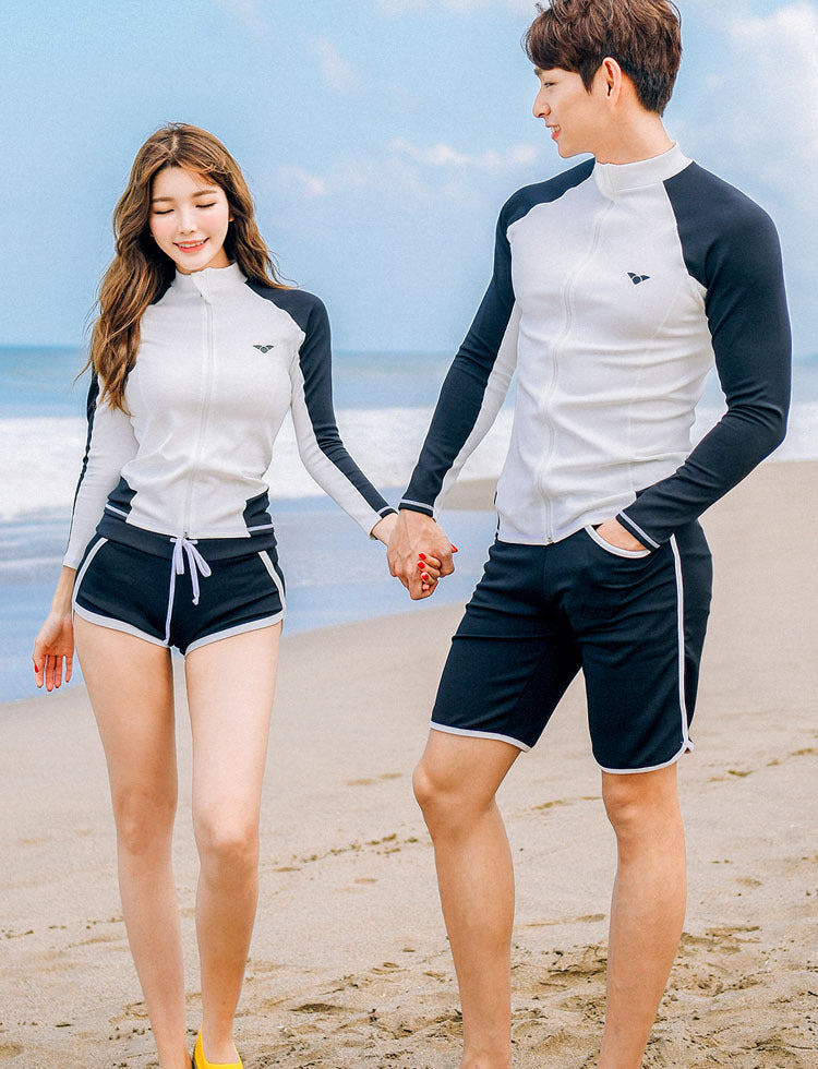 Womens Men Long Sleeve Rash Guard Swimsuit Sun Protection Sport Wetsuit 2-3 Pieces Swimsuit Set Water Sports Beachwear Tracksuit