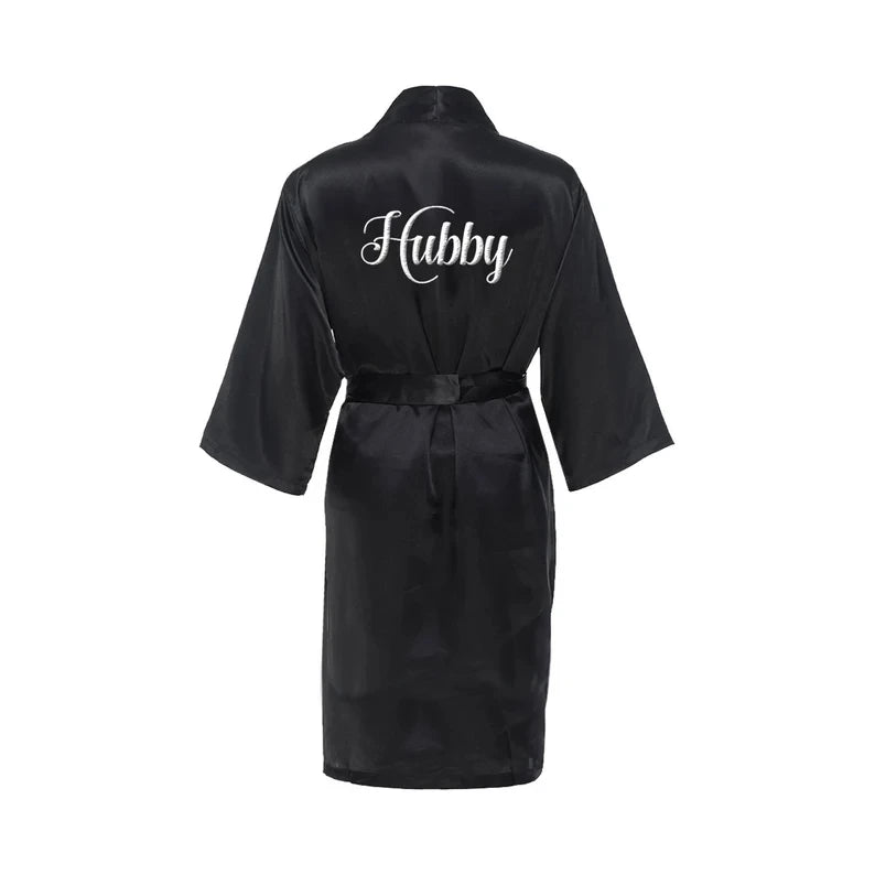 Customized Men's Bathrobe Silk Couple Set King and Queen Bath Robe Wifey and Hubby Robe Satin Valentine's Day Bathrobes Personal