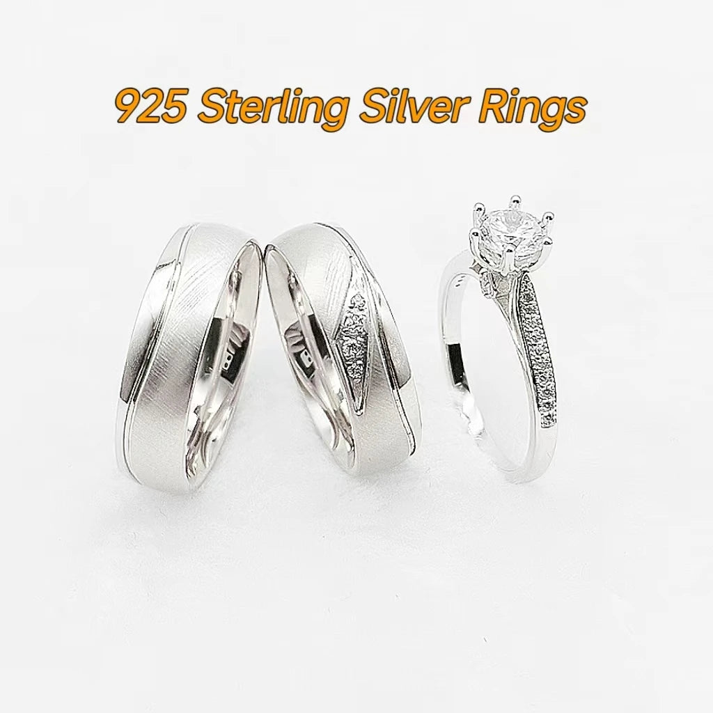 Eternal CZ Diamond Statement Wedding Bands Love Unbroken Circle Couple Rings Titanium for Perfect Anniversary Gift Wife Husband