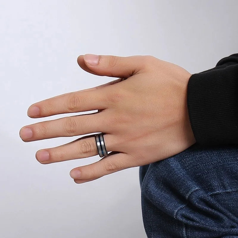 2025 Fashion Couple Rings for Lovers Vintage Jewelry Blue/White Zircon Heart Rings Set Trendy Stainless Steel Men Rings Gift