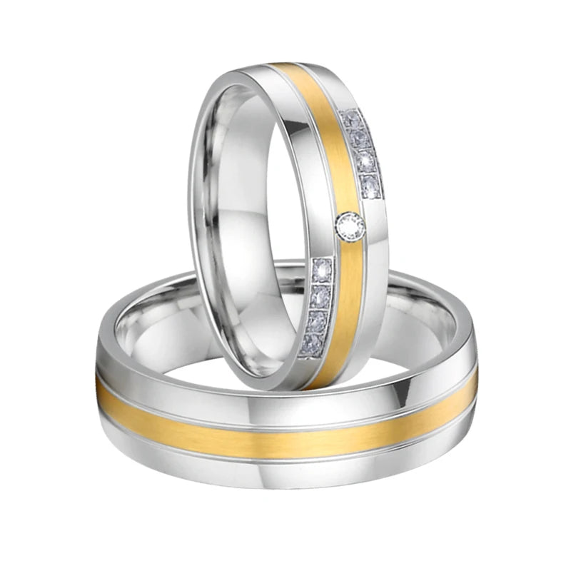 Factory OEM/ODM Custom love Alliance Wedding Rings Set for Couples Men's and Women's Stainless Steel Ring Marriage Anniversary