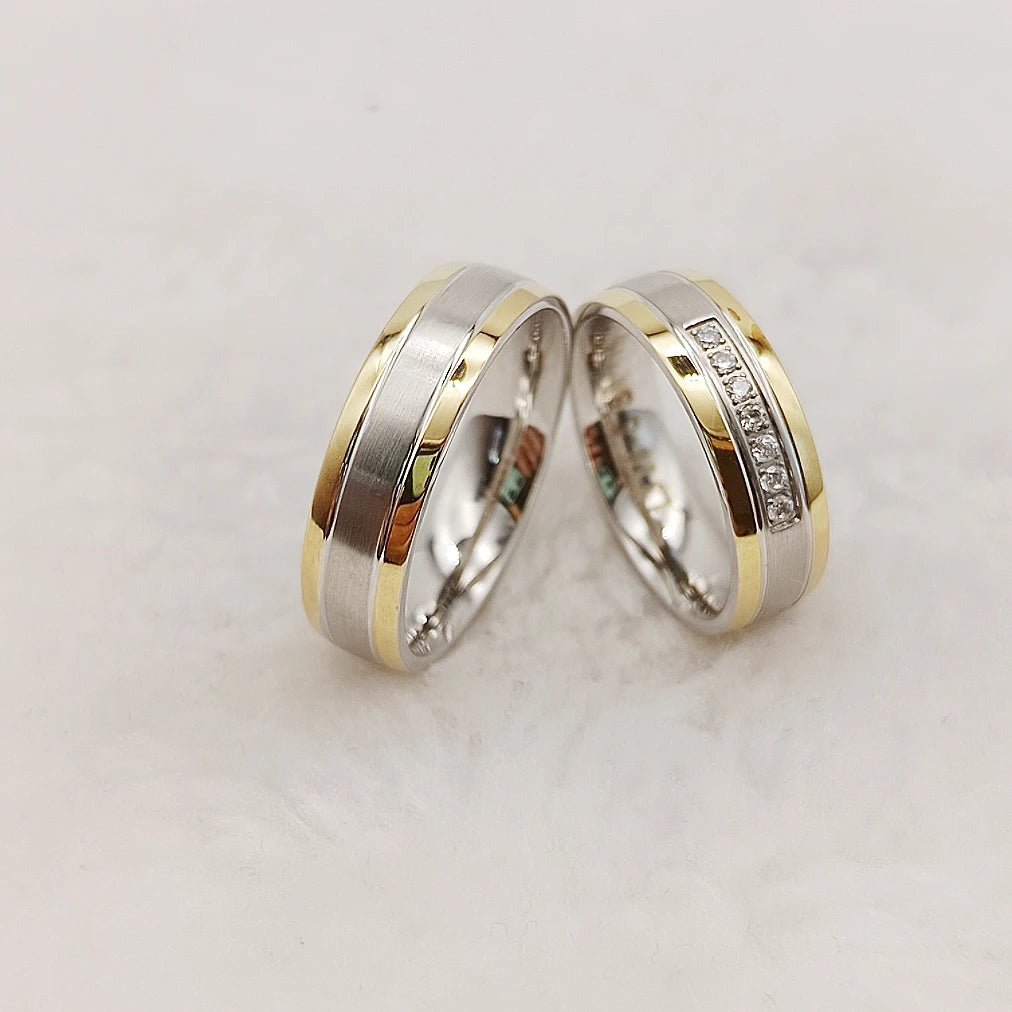 Eternal CZ Diamond Statement Wedding Bands Love Unbroken Circle Couple Rings Titanium for Perfect Anniversary Gift Wife Husband