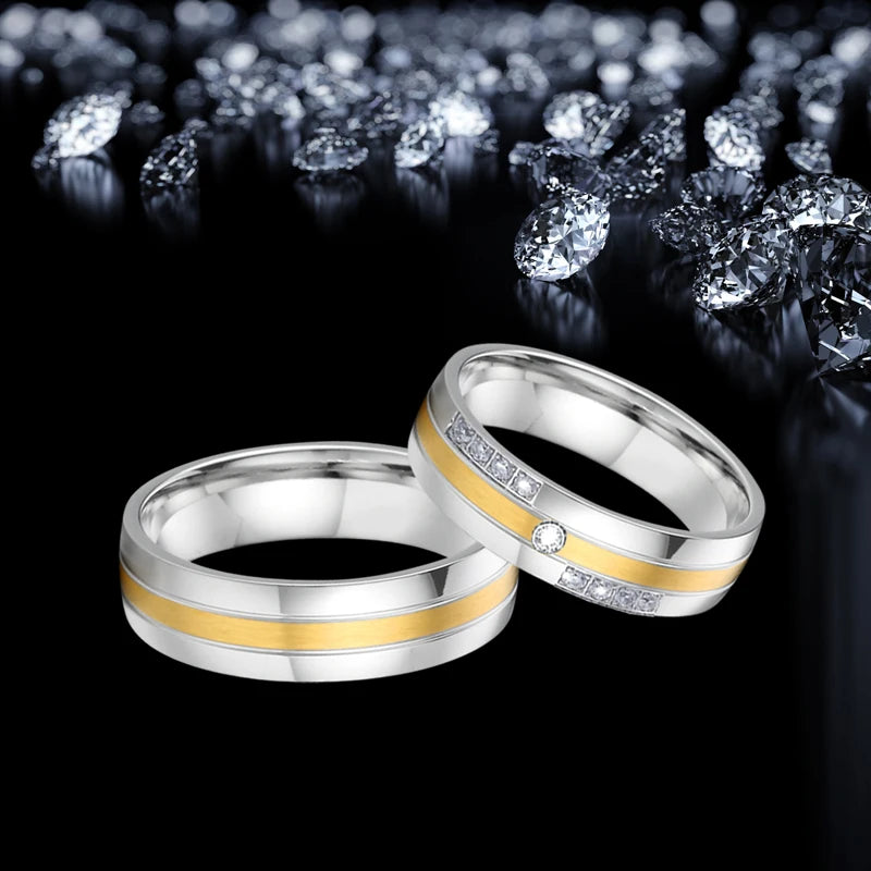 Factory OEM/ODM Custom love Alliance Wedding Rings Set for Couples Men's and Women's Stainless Steel Ring Marriage Anniversary