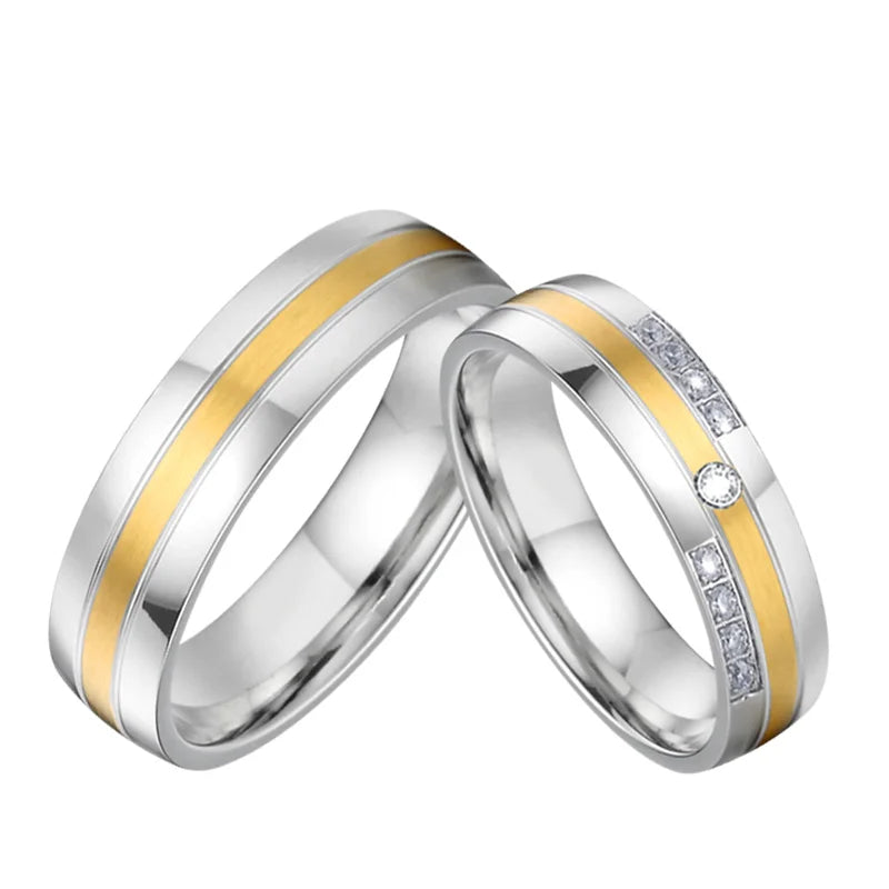 Factory OEM/ODM Custom love Alliance Wedding Rings Set for Couples Men's and Women's Stainless Steel Ring Marriage Anniversary