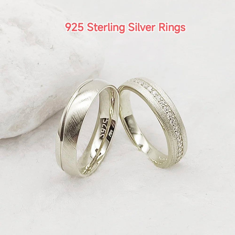 Eternal CZ Diamond Statement Wedding Bands Love Unbroken Circle Couple Rings Titanium for Perfect Anniversary Gift Wife Husband