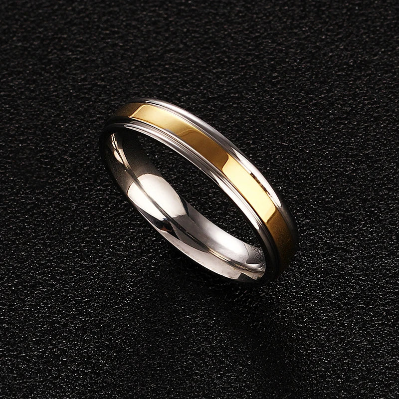 Couple Ring Gold-Color Titanium Wedding Bands Jewelry for Women Man Personalized Ring Customize Ring Engraved Ring
