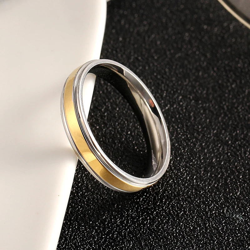 Couple Ring Gold-Color Titanium Wedding Bands Jewelry for Women Man Personalized Ring Customize Ring Engraved Ring