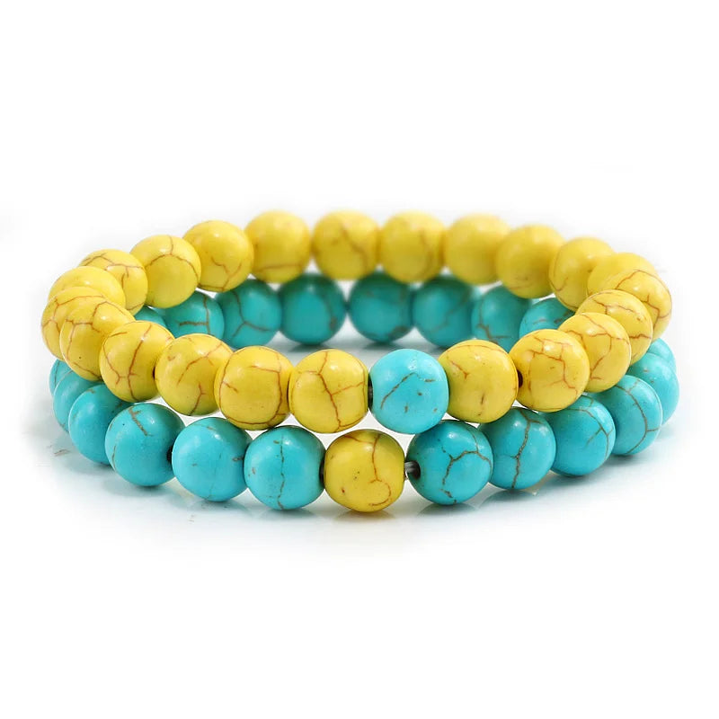 2Pcs/set Couple Distance Beaded Bracelet Natural Stone Strand Bracelets Homme Charm Yoga Jewelry Gifts for Women Men Best Friend