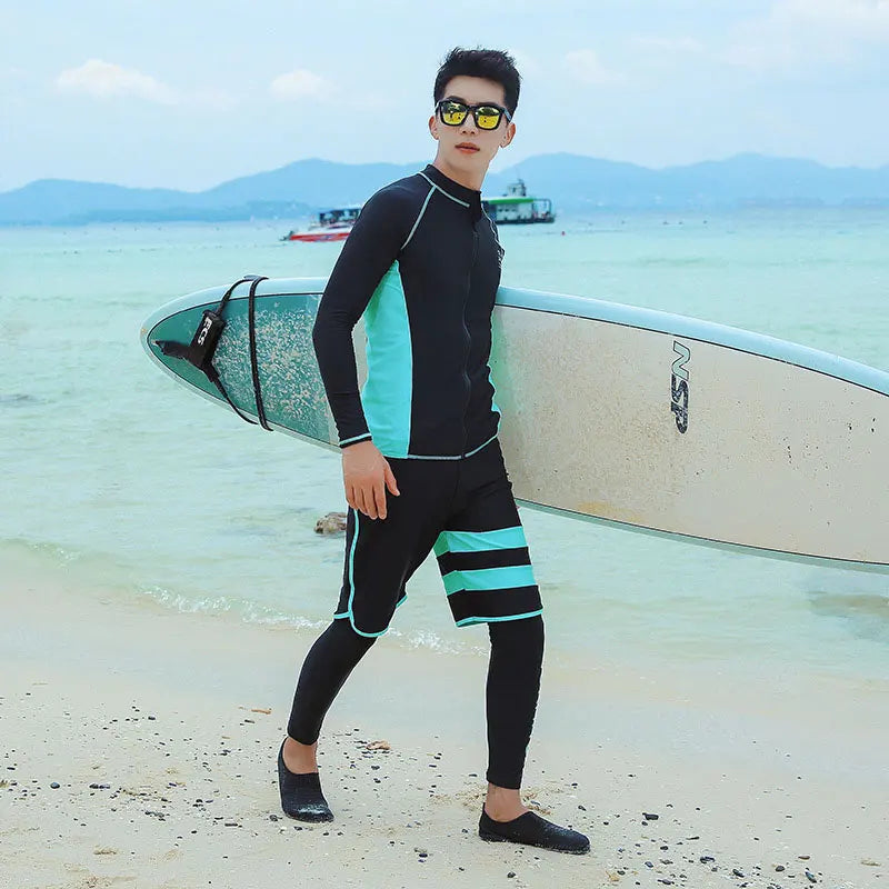 Men and Women's Full Body Zip Shirt and Leggings Set, Rashguard with Bikini, Surf Snorkeling Sun Suit, 3 PCs per Set