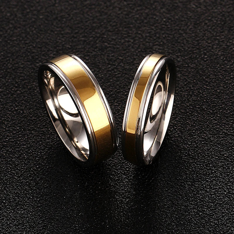 Couple Ring Gold-Color Titanium Wedding Bands Jewelry for Women Man Personalized Ring Customize Ring Engraved Ring