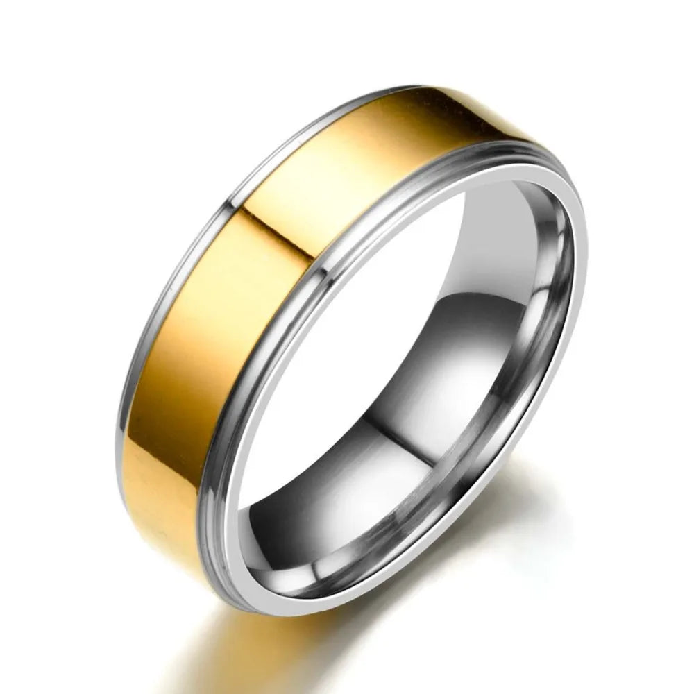 Couple Ring Gold-Color Titanium Wedding Bands Jewelry for Women Man Personalized Ring Customize Ring Engraved Ring