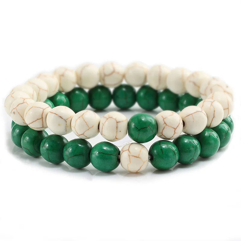 2Pcs/set Couple Distance Beaded Bracelet Natural Stone Strand Bracelets Homme Charm Yoga Jewelry Gifts for Women Men Best Friend
