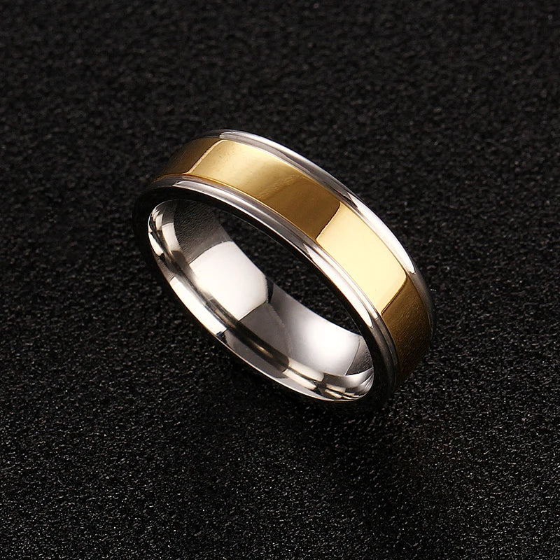 Couple Ring Gold-Color Titanium Wedding Bands Jewelry for Women Man Personalized Ring Customize Ring Engraved Ring
