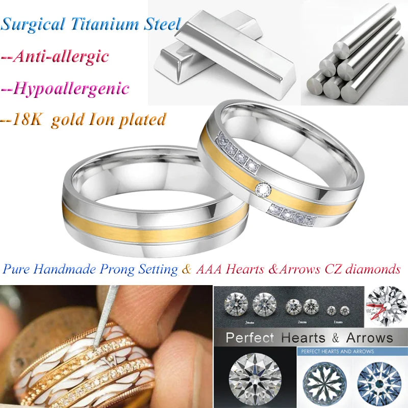 Factory OEM/ODM Custom love Alliance Wedding Rings Set for Couples Men's and Women's Stainless Steel Ring Marriage Anniversary