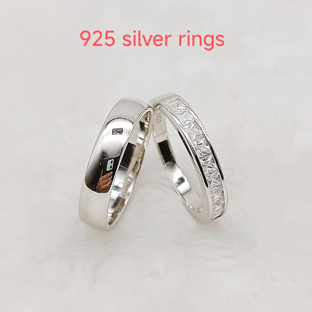 Eternal CZ Diamond Statement Wedding Bands Love Unbroken Circle Couple Rings Titanium for Perfect Anniversary Gift Wife Husband