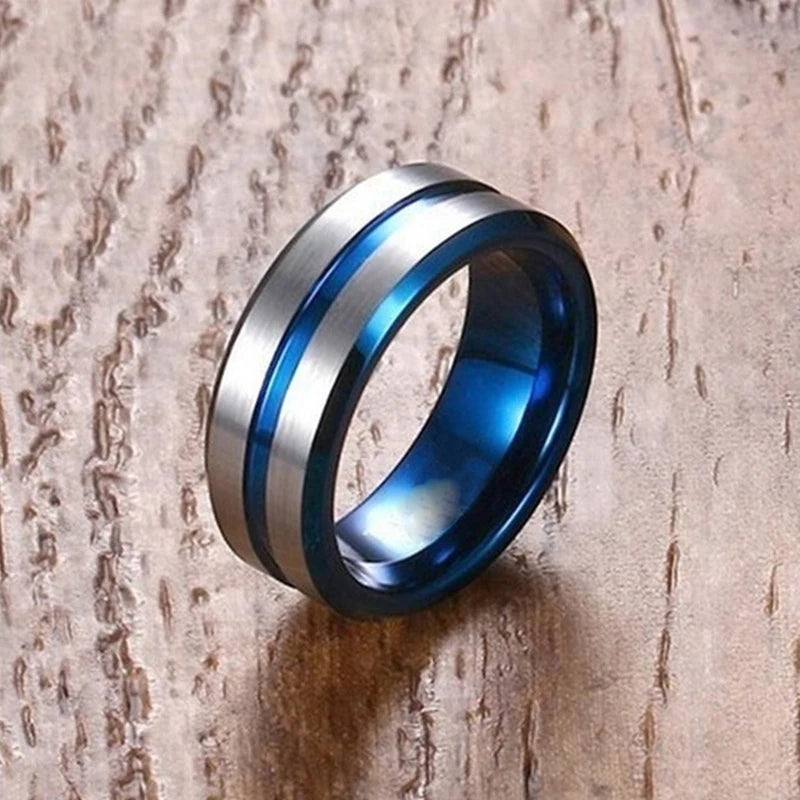 2025 Fashion Couple Rings for Lovers Vintage Jewelry Blue/White Zircon Heart Rings Set Trendy Stainless Steel Men Rings Gift