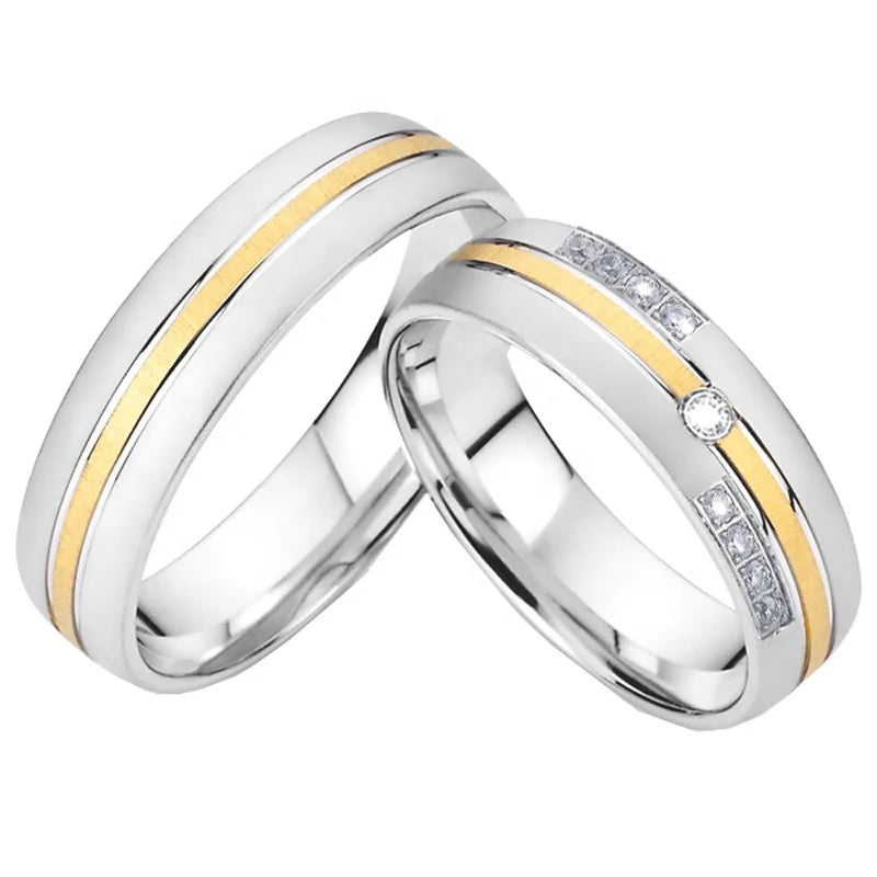 Factory OEM/ODM Custom love Alliance Wedding Rings Set for Couples Men's and Women's Stainless Steel Ring Marriage Anniversary