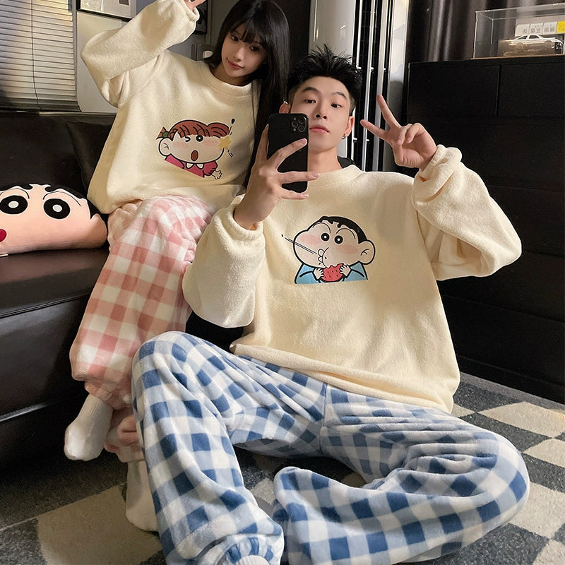 South Korea Bear Women's Thickened Flannel Couple Pajamas