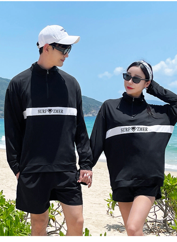 Men's Women's 3-5pcs/set Long Sleeve Rash Guards Loose Fit Swim Shirt UV Sun Protection Swimsuit Top&Bottom Fishing Run Sunsuit