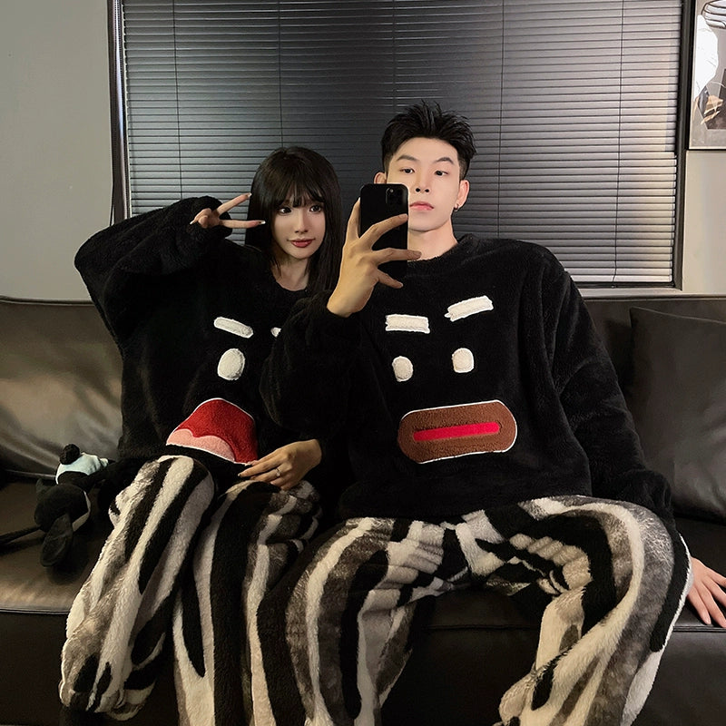 South Korea Bear Women's Thickened Flannel Couple Pajamas