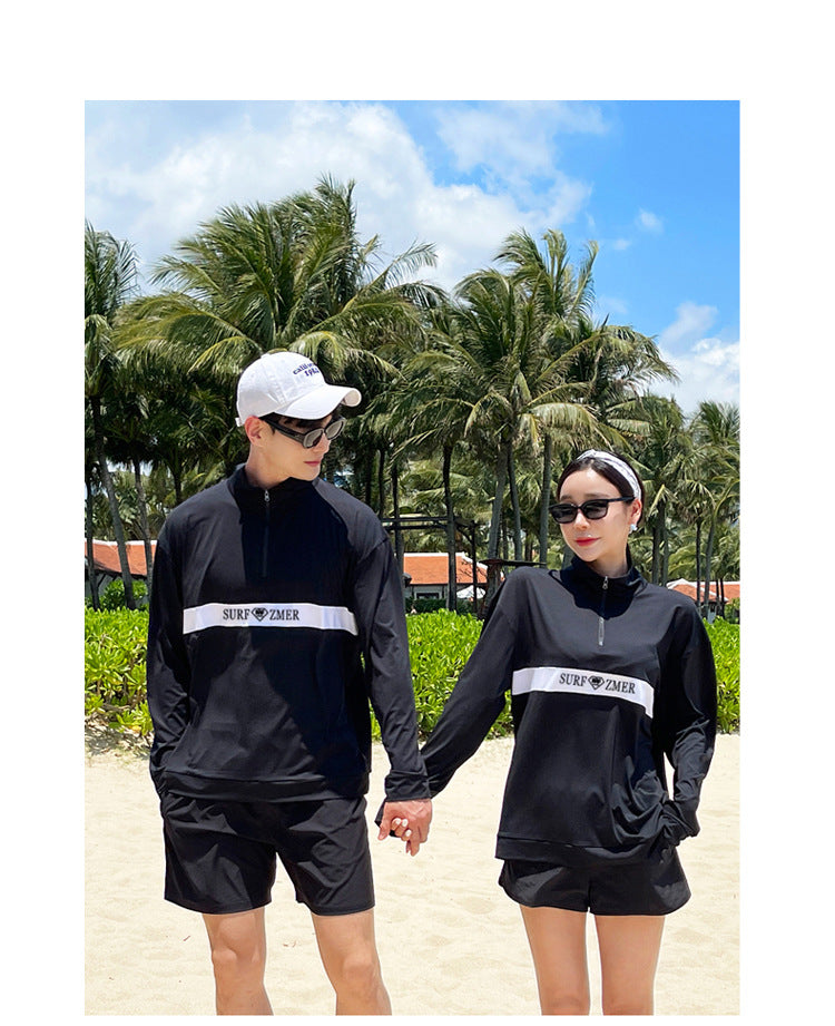 Men's Women's 3-5pcs/set Long Sleeve Rash Guards Loose Fit Swim Shirt UV Sun Protection Swimsuit Top&Bottom Fishing Run Sunsuit