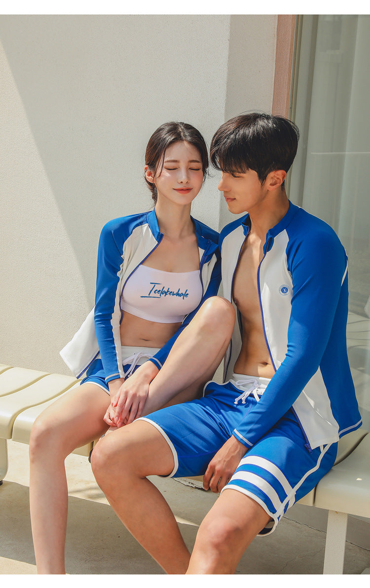 2pcs/set Long Sleeve Sun UV Protection Performance Fit Compression Men's Rash Guard Shirts Swim Workout Clothes Swimsuit