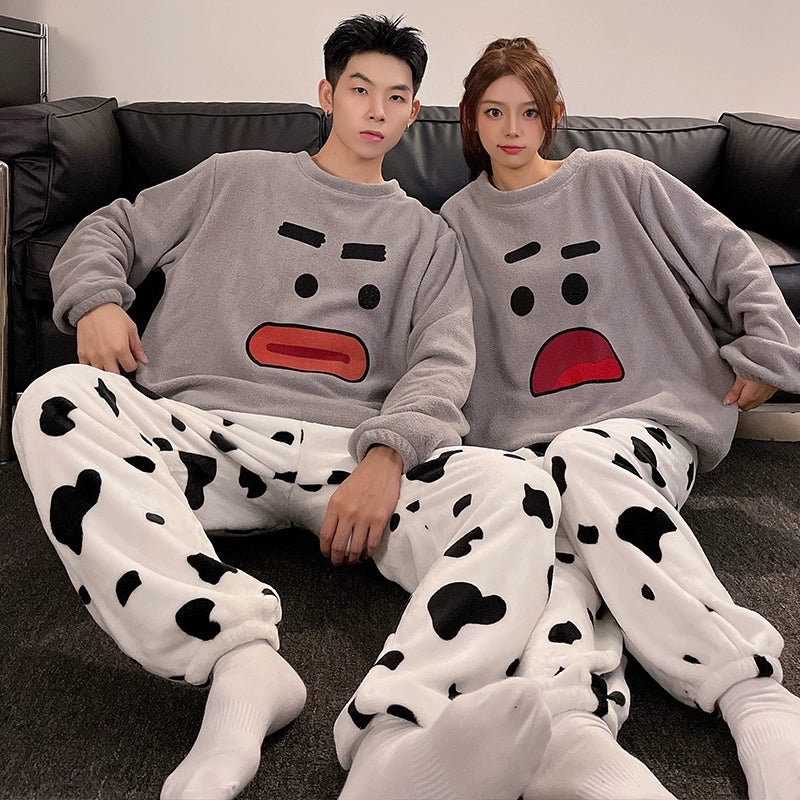 South Korea Bear Women's Thickened Flannel Couple Pajamas