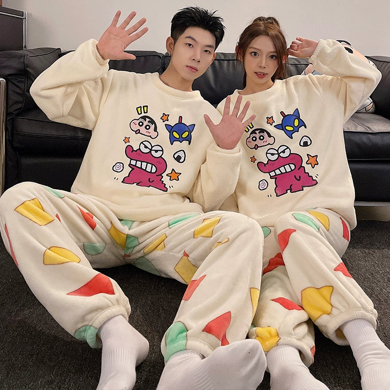 South Korea Bear Women's Thickened Flannel Couple Pajamas