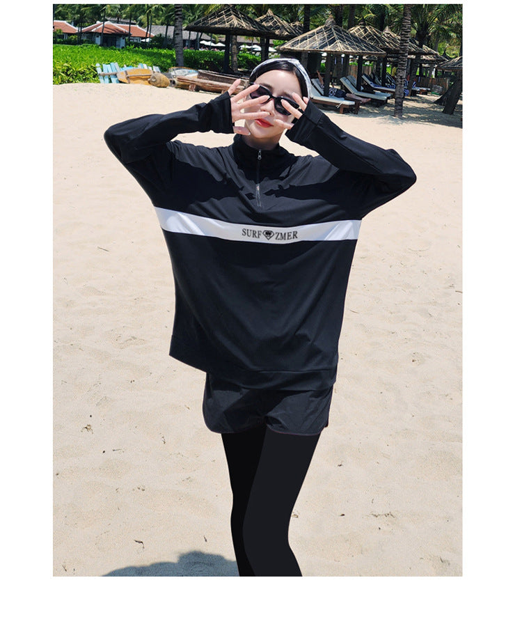 Men's Women's 3-5pcs/set Long Sleeve Rash Guards Loose Fit Swim Shirt UV Sun Protection Swimsuit Top&Bottom Fishing Run Sunsuit