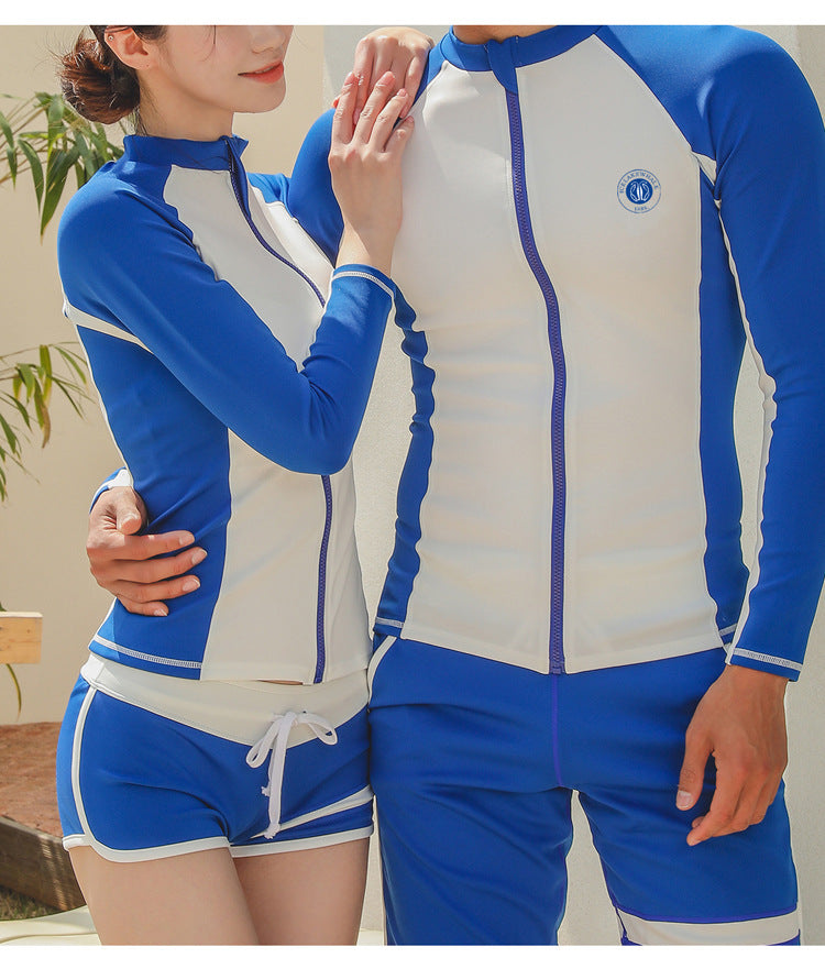 2pcs/set Long Sleeve Sun UV Protection Performance Fit Compression Men's Rash Guard Shirts Swim Workout Clothes Swimsuit