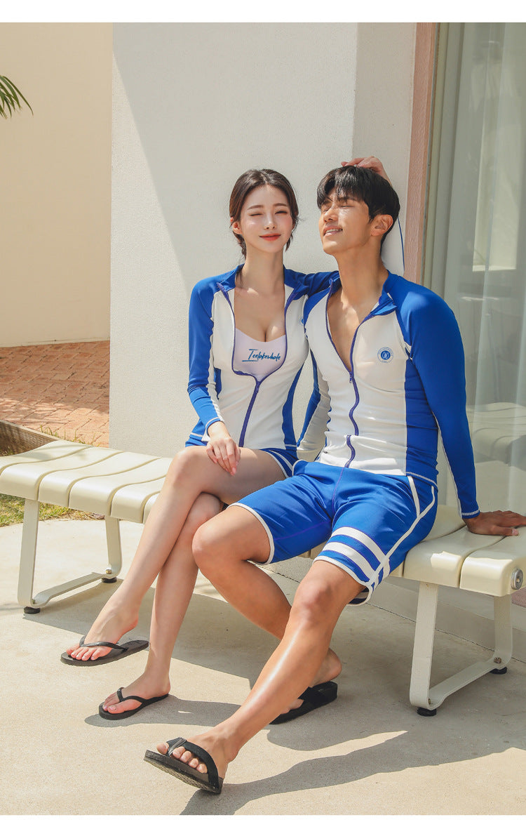 2pcs/set Long Sleeve Sun UV Protection Performance Fit Compression Men's Rash Guard Shirts Swim Workout Clothes Swimsuit