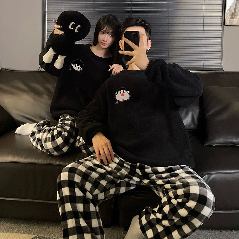 South Korea Bear Women's Thickened Flannel Couple Pajamas