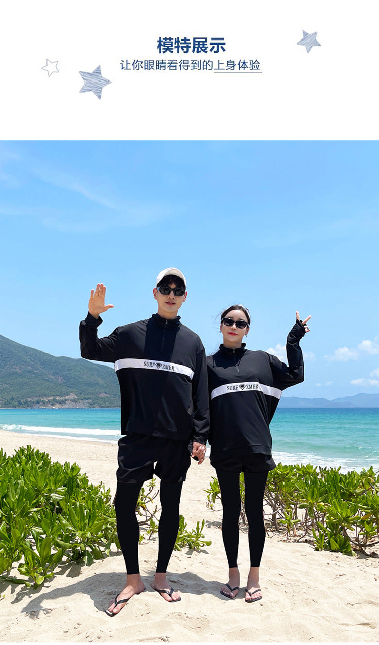 Men's Women's 3-5pcs/set Long Sleeve Rash Guards Loose Fit Swim Shirt UV Sun Protection Swimsuit Top&Bottom Fishing Run Sunsuit