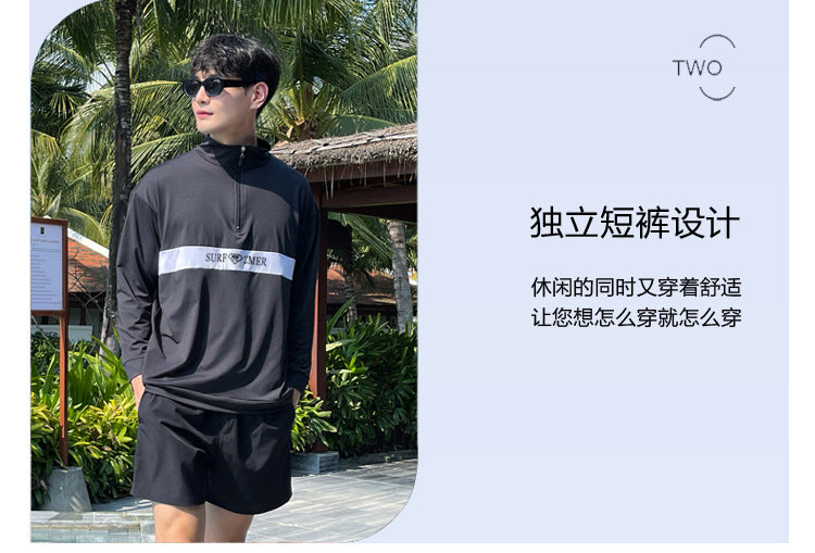 Men's Women's 3-5pcs/set Long Sleeve Rash Guards Loose Fit Swim Shirt UV Sun Protection Swimsuit Top&Bottom Fishing Run Sunsuit