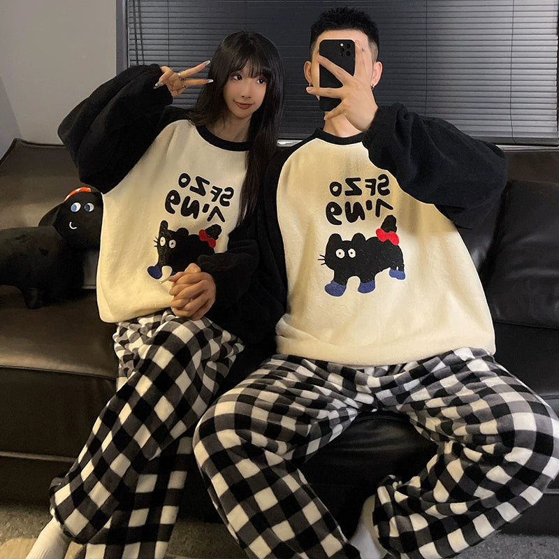 South Korea Bear Women's Thickened Flannel Couple Pajamas
