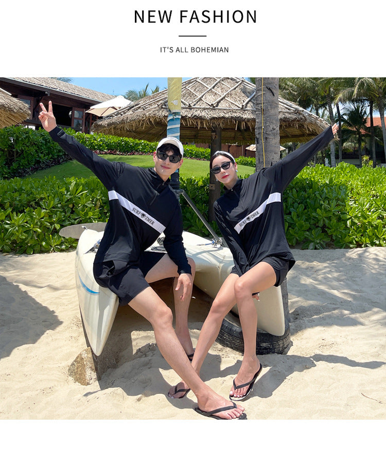 Men's Women's 3-5pcs/set Long Sleeve Rash Guards Loose Fit Swim Shirt UV Sun Protection Swimsuit Top&Bottom Fishing Run Sunsuit