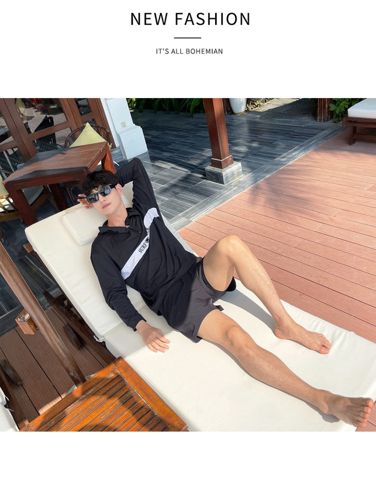Men's Women's 3-5pcs/set Long Sleeve Rash Guards Loose Fit Swim Shirt UV Sun Protection Swimsuit Top&Bottom Fishing Run Sunsuit