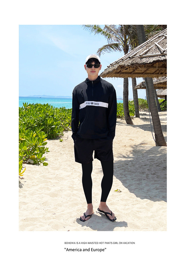 Men's Women's 3-5pcs/set Long Sleeve Rash Guards Loose Fit Swim Shirt UV Sun Protection Swimsuit Top&Bottom Fishing Run Sunsuit
