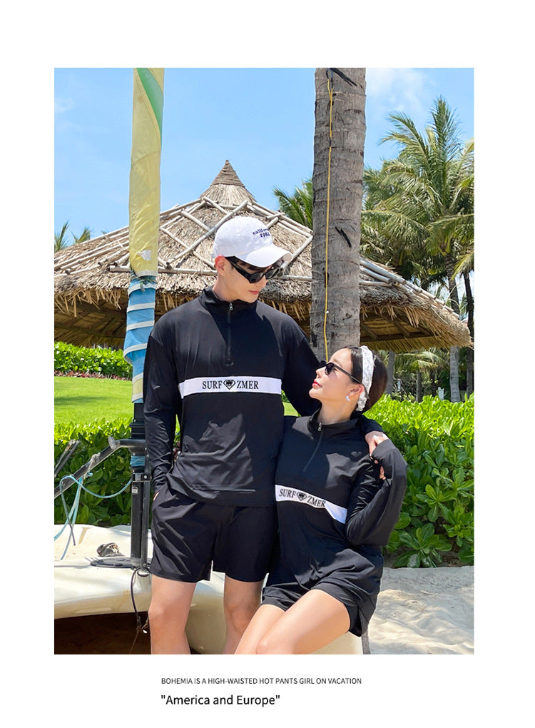 Men's Women's 3-5pcs/set Long Sleeve Rash Guards Loose Fit Swim Shirt UV Sun Protection Swimsuit Top&Bottom Fishing Run Sunsuit
