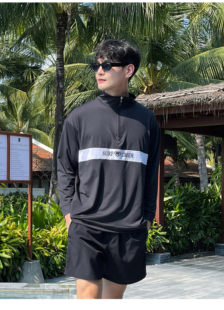 Men's Women's 3-5pcs/set Long Sleeve Rash Guards Loose Fit Swim Shirt UV Sun Protection Swimsuit Top&Bottom Fishing Run Sunsuit