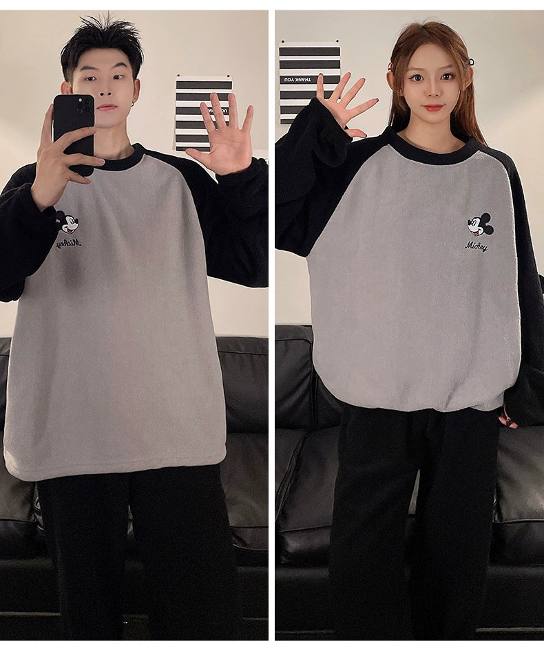 Autumn and Winter Coral Fleece Couple Pajamas Women's Flannel Cartoon Cute Women's Suit Winter Men's Home Wear