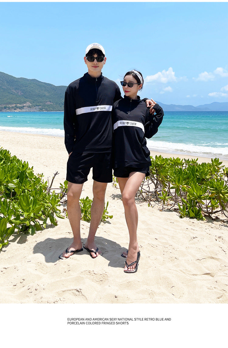 Men's Women's 3-5pcs/set Long Sleeve Rash Guards Loose Fit Swim Shirt UV Sun Protection Swimsuit Top&Bottom Fishing Run Sunsuit