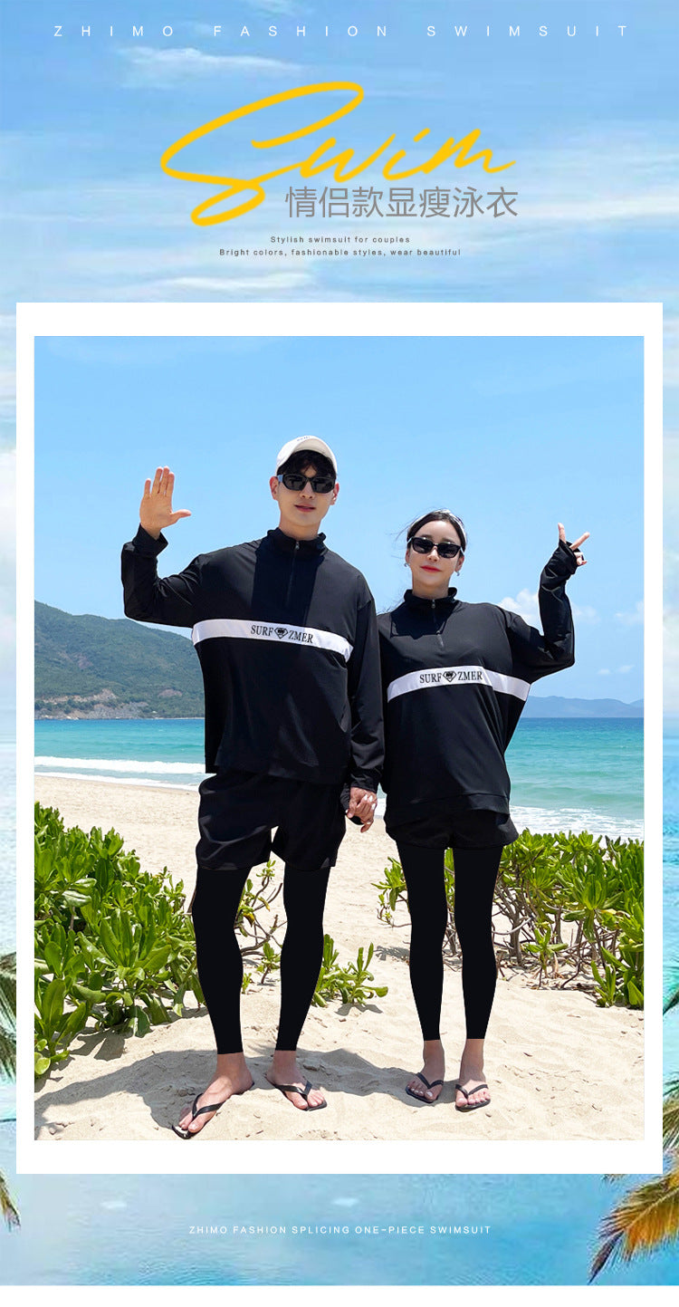 Men's Women's 3-5pcs/set Long Sleeve Rash Guards Loose Fit Swim Shirt UV Sun Protection Swimsuit Top&Bottom Fishing Run Sunsuit