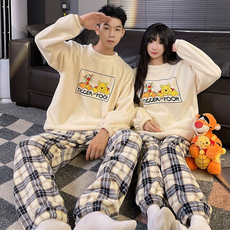 South Korea Bear Women's Thickened Flannel Couple Pajamas