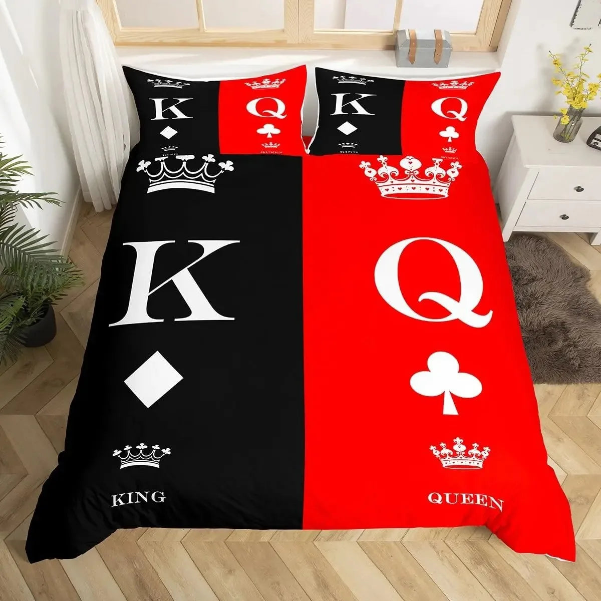 King and Queen Duvet Cover Set 2/3 Pcs Romantic Valentine's Day Bedding Set Microfiber Comforter Cover Wedding Anniversary Gifts