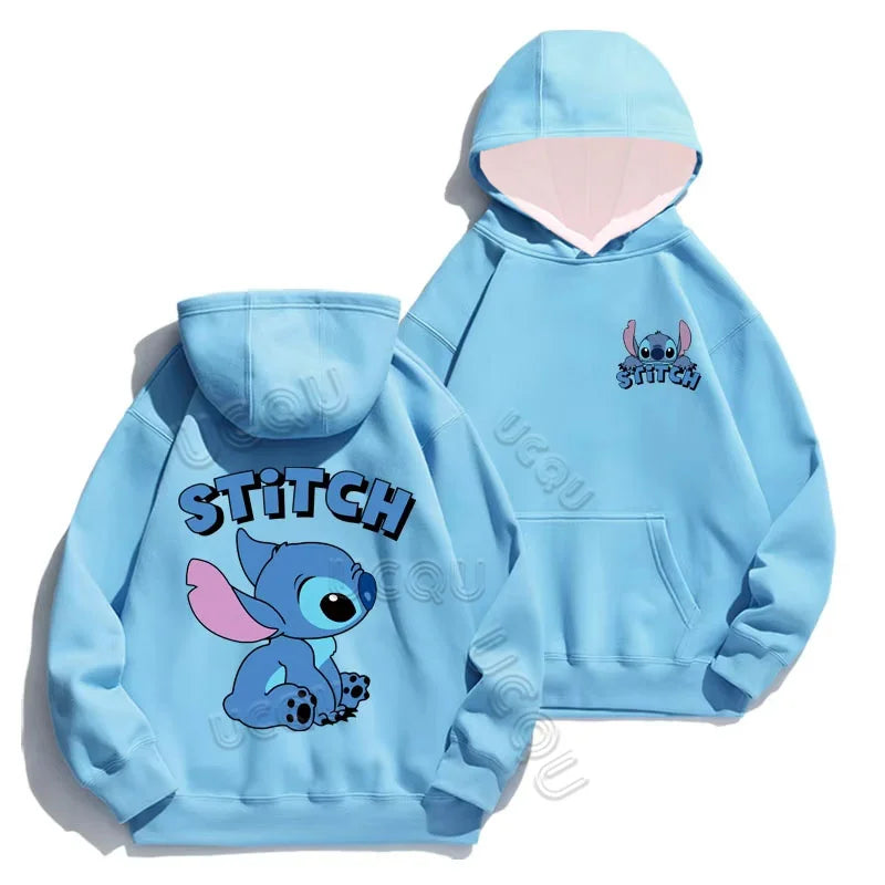 Miniso Funny Anime Autum Winter Men Women Hoodie Girl Boy Lilo and Stitch Sweatshirt Manga 3D Oversize Unisex Pullover Hoodies