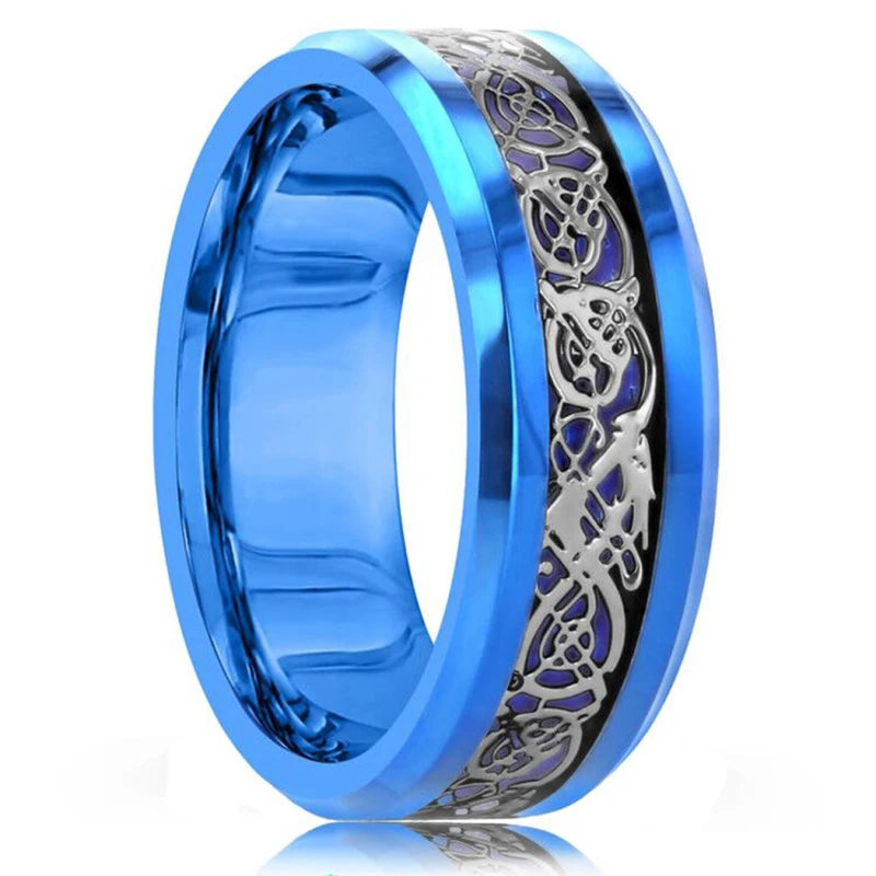 Fashion 8mm Black Tungsten Wedding Ring For Men Thin Blue Line Groove Black Brushed Ladder Edge Ring Men's Wedding Band Jewelry